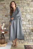 Arbi Gingham Artist Peasant Dress Black